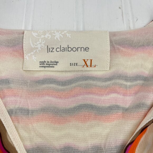Liz Claiborne XL Multicolor V-Neck Long Sleeve Top Y2k - Picture 3 of 5